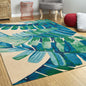 2' X 8' Ivory Or Blue Laguna Leaves Wool Indoor Runner Rug