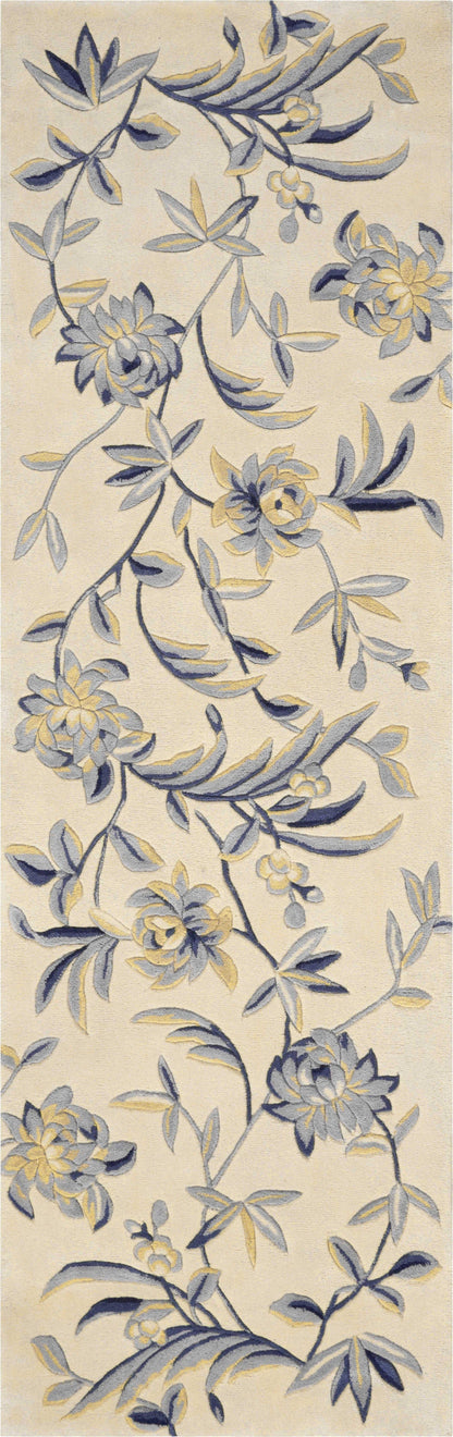 5' X 8'  Wool Ivory Or Blue Area Rug