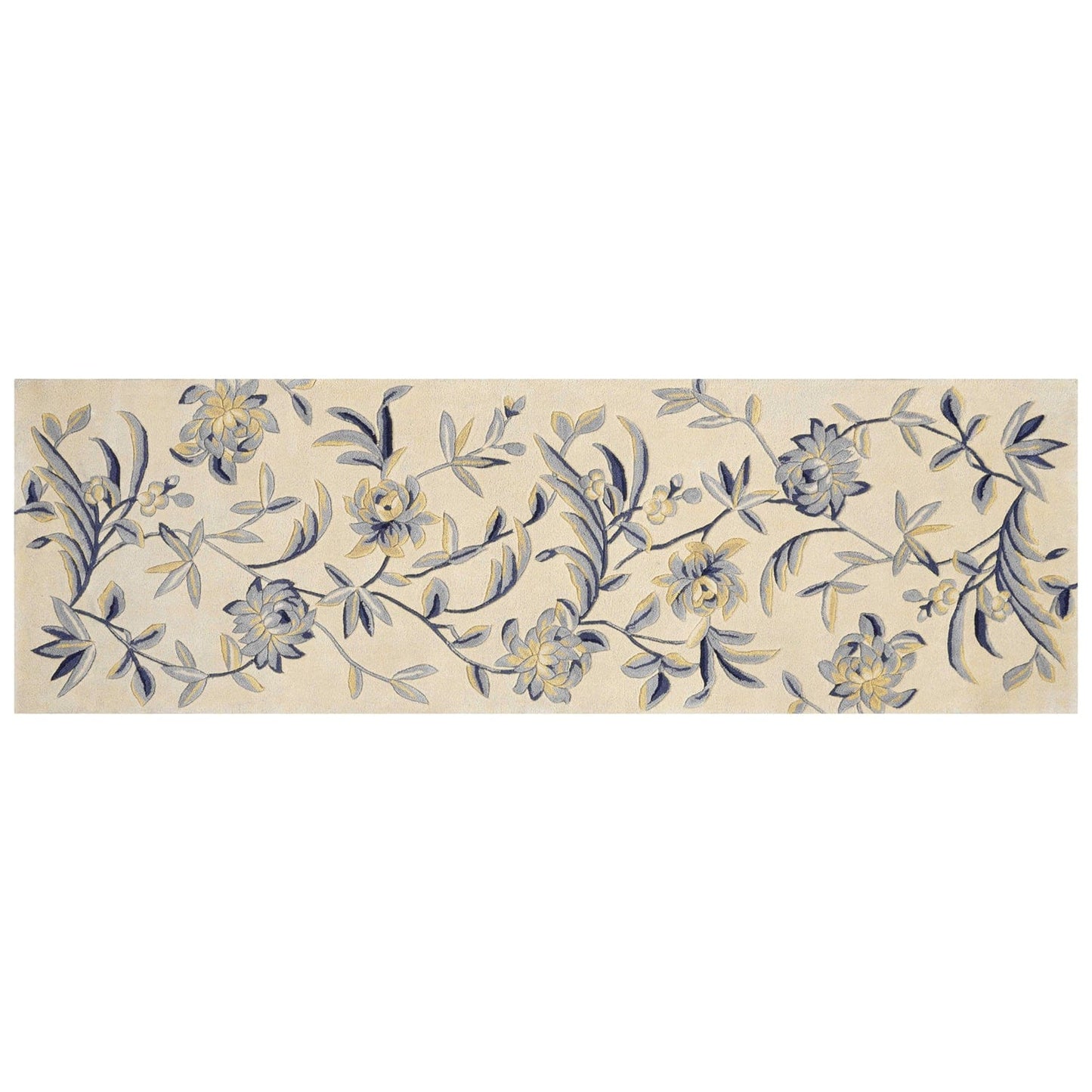 5' X 8'  Wool Ivory Or Blue Area Rug