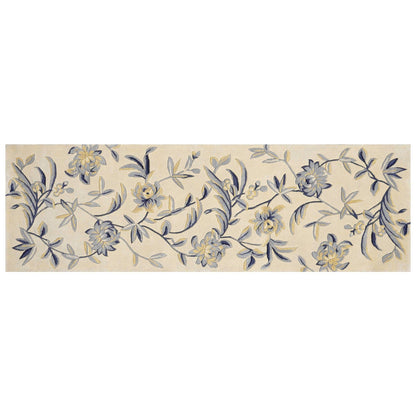5' X 8'  Wool Ivory Or Blue Area Rug