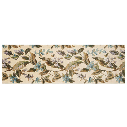 2' X 8'  Runner Wool Ivory Or Teal Area Rug
