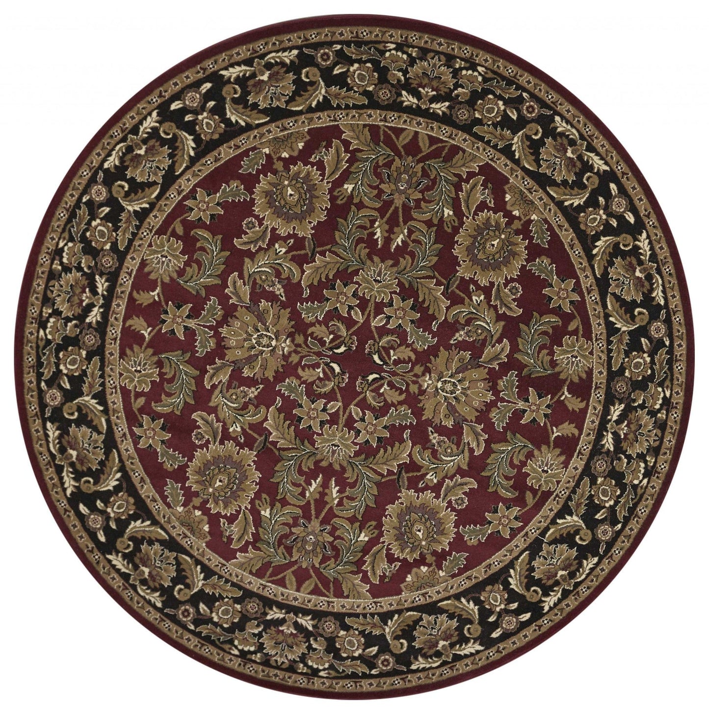 5' X 8' Red Or Black Floral Bordered Area Rug