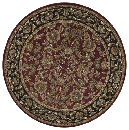 5' X 8' Red Or Black Floral Bordered Area Rug