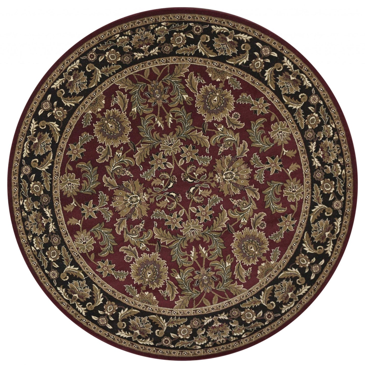 5' X 8' Red Or Black Floral Bordered Area Rug