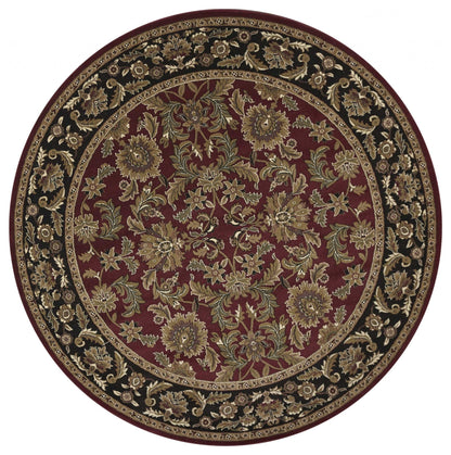 5' X 8' Red Or Black Floral Bordered Area Rug