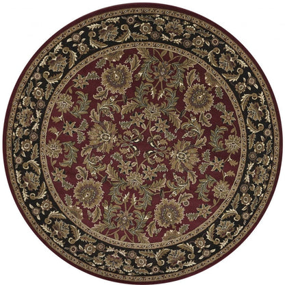 5' X 8' Red Or Black Floral Bordered Area Rug