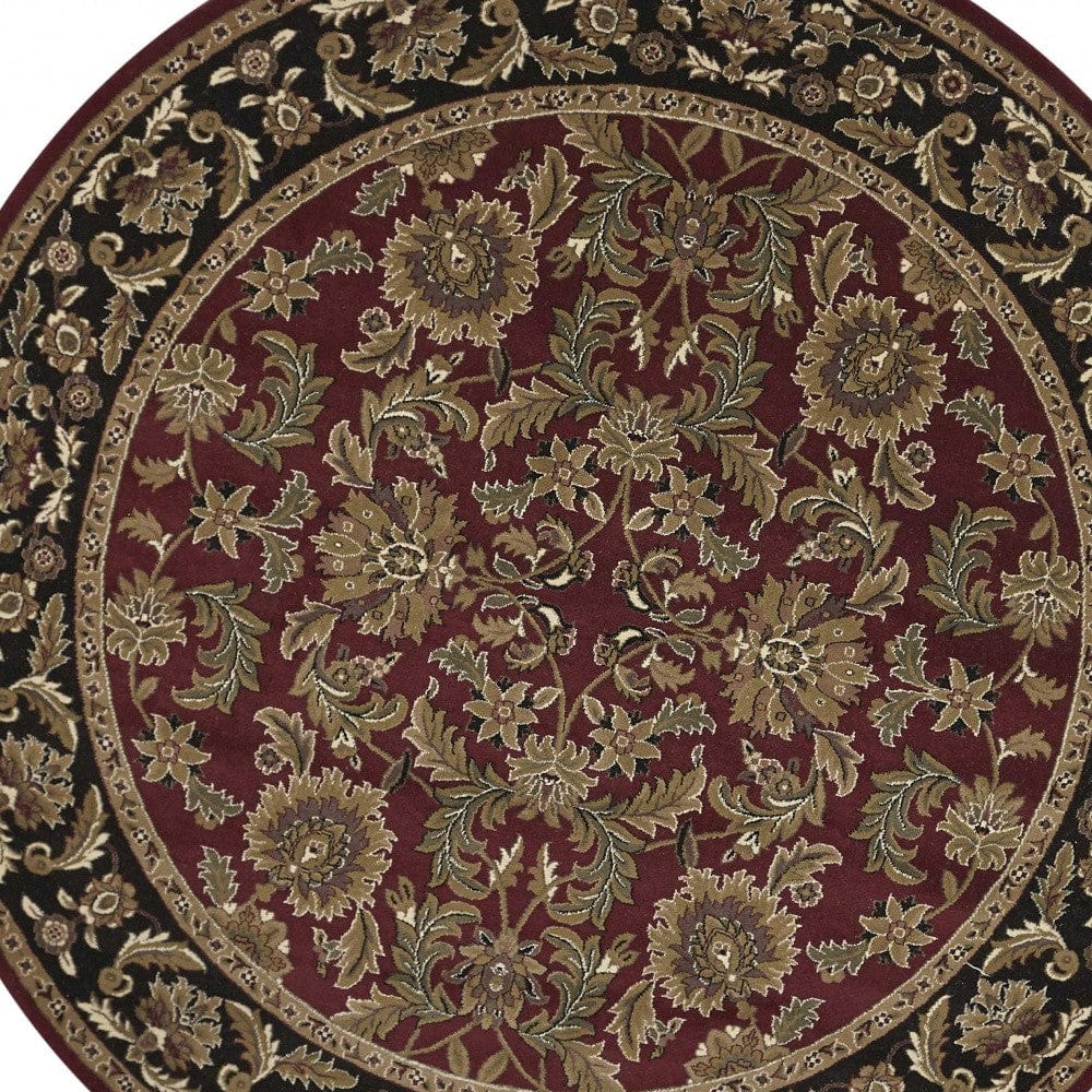 5' X 8' Red Or Black Floral Bordered Area Rug