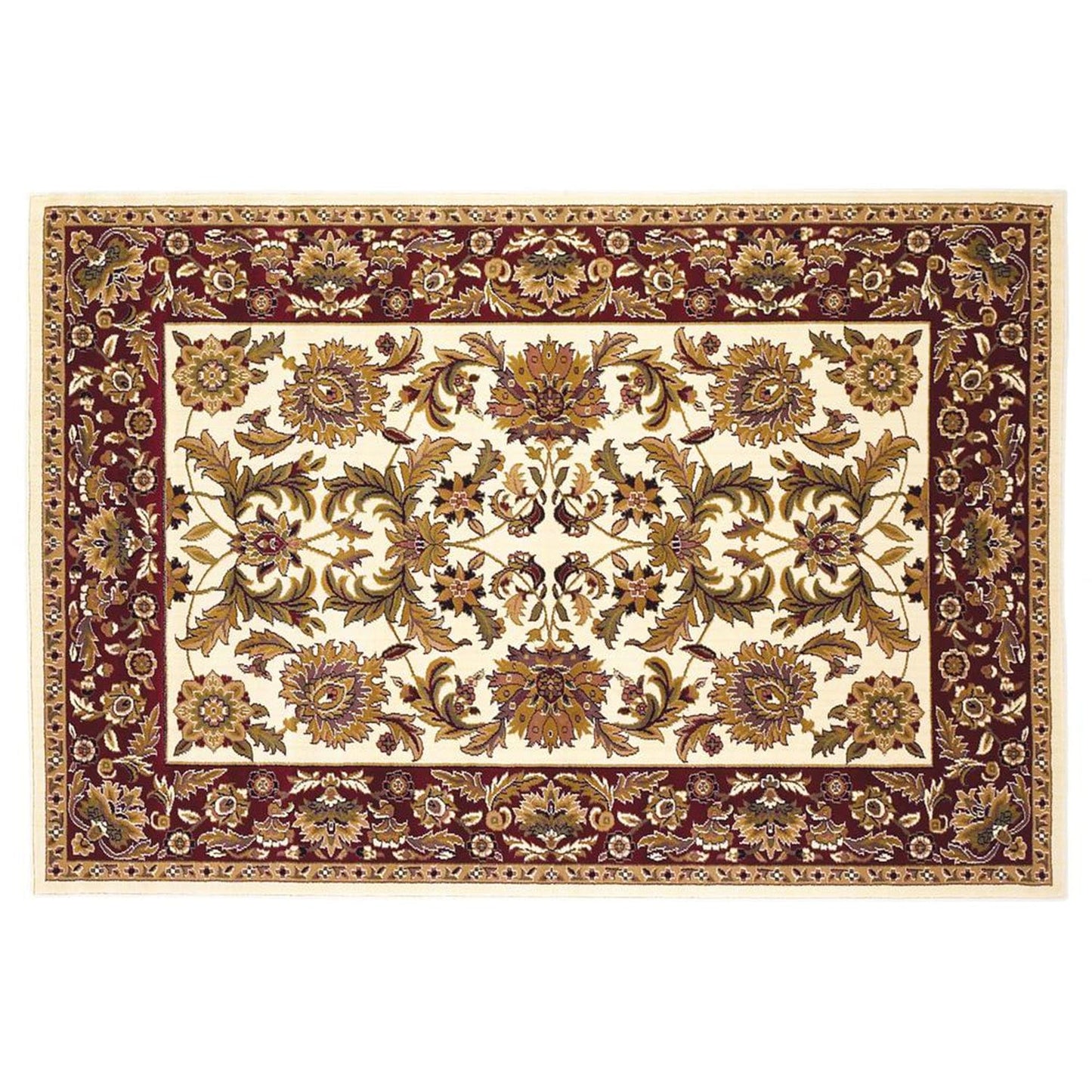 2' X 8' Ivory Or Red Traditional Bordered Runner Rug