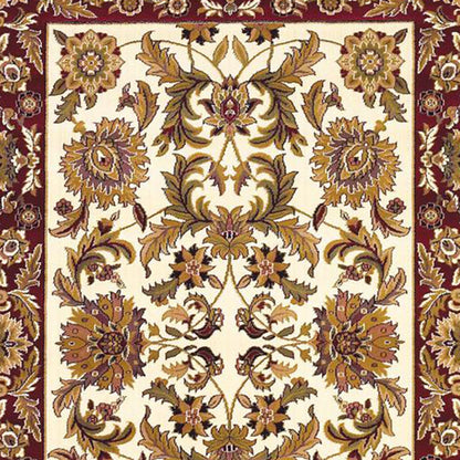 2' X 8' Ivory Or Red Traditional Bordered Runner Rug