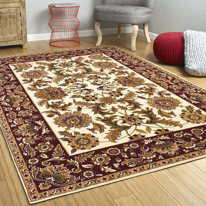 2' X 8' Ivory Or Red Traditional Bordered Runner Rug