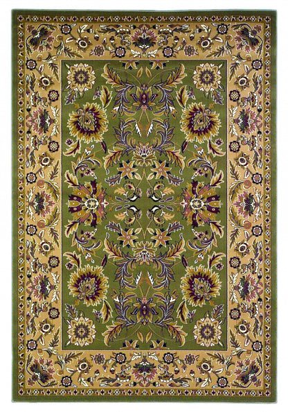 3'X5' Green Taupe Machine Woven Floral Traditional Indoor Area Rug