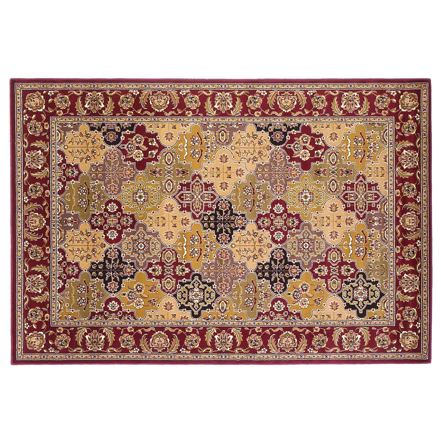10'X13' Red Machine Woven Traditional Quatrefoil Indoor Area Rug
