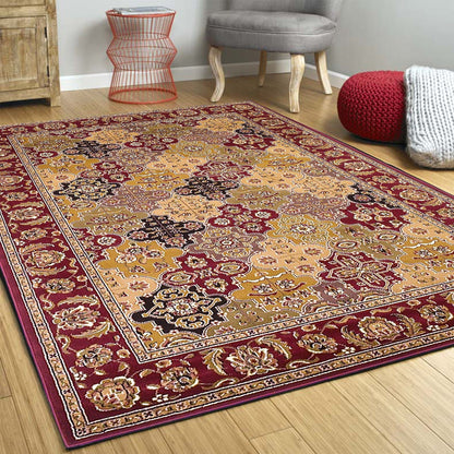 10'X13' Red Machine Woven Traditional Quatrefoil Indoor Area Rug