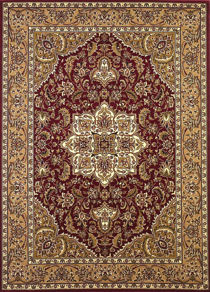 Red And Beige Octagon Medallion Area Rug