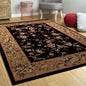 3'X5' Black Beige Machine Woven Floral Vines Indoor Area Rug