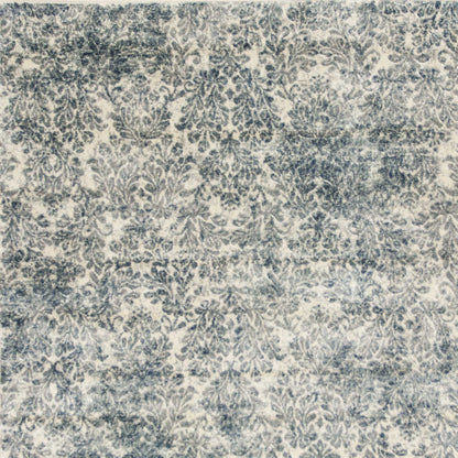 8'X11' Ivory Blue Machine Woven Damask Indoor Area Rug