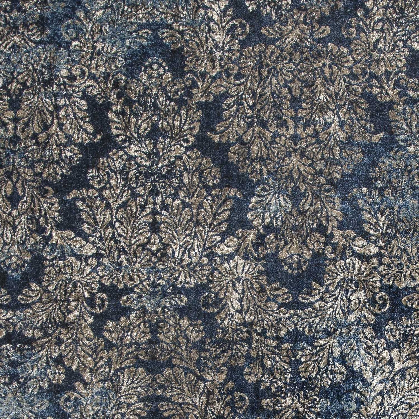 8'X11' Slate Blue Machine Woven Damask Indoor Area Rug