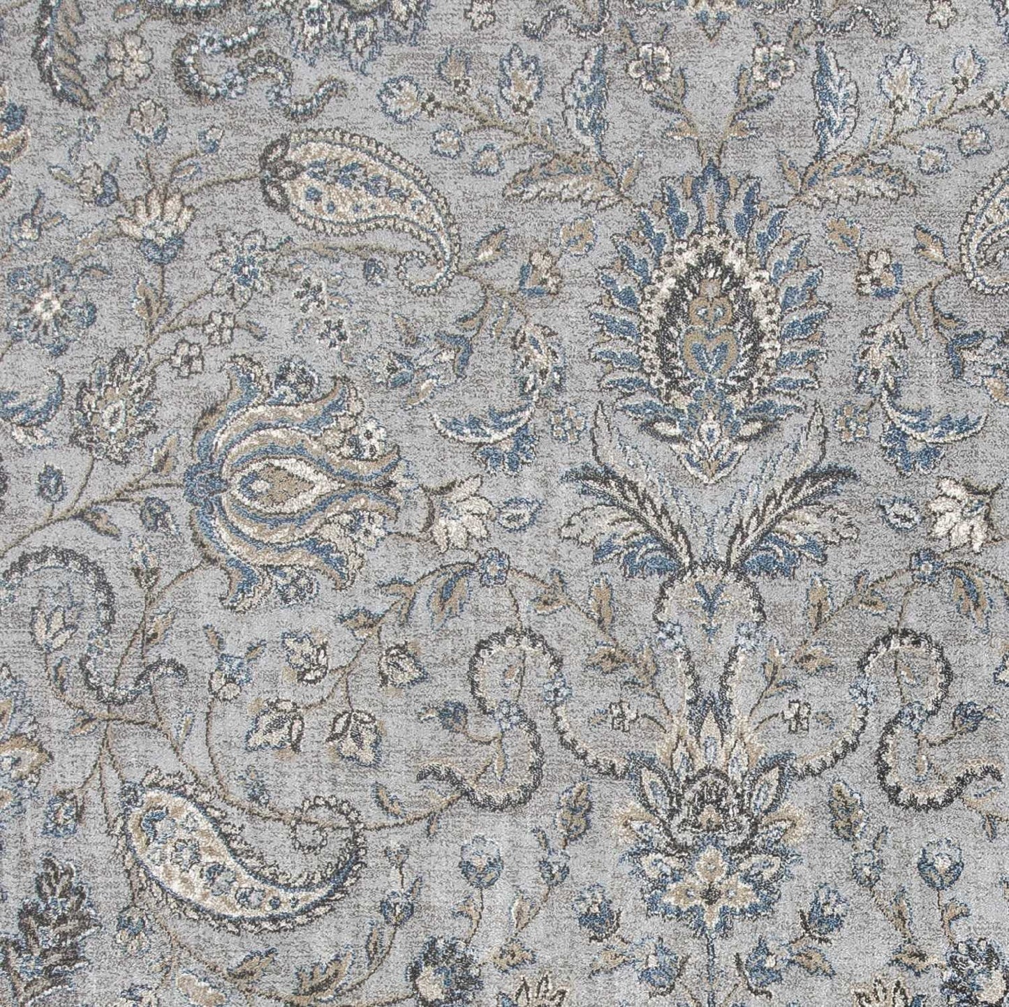 3'X5' Silver Blue Machine Woven Paisley Indoor Area Rug