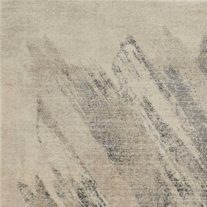 9'X13' Ivory Grey Machine Woven Abstract Brushstroke Indoor Area Rug