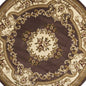 8'X11' Plum Ivory Machine Woven Hand Carved Floral Medallion Indoor Area Rug