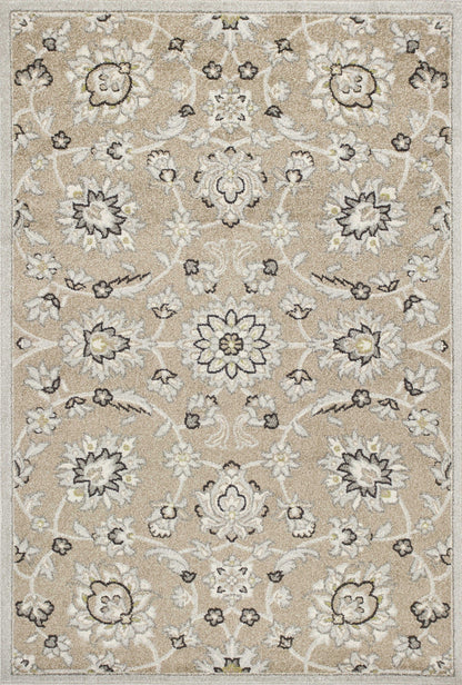 7' X 11' Beige Or Grey Floral Vines Uv Treated Indoor Area Rug