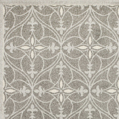 7' X 11' Grey Geometric Trellis Uv Treated Indoor Area Rug