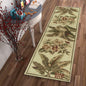8' Ivory Hand Tufted Bordered Tropical Plants Round Indoor Area Rug