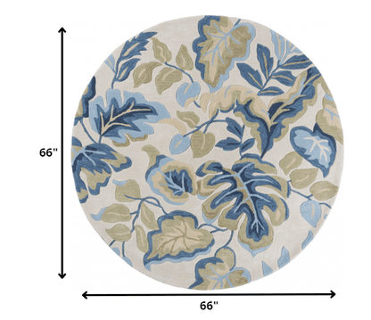 5'6 Round Polyester Ivory Area Rug