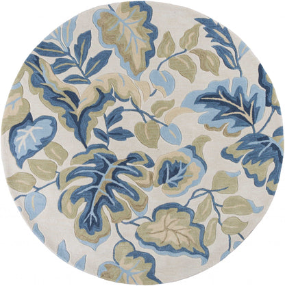 5'6 Round Polyester Ivory Area Rug