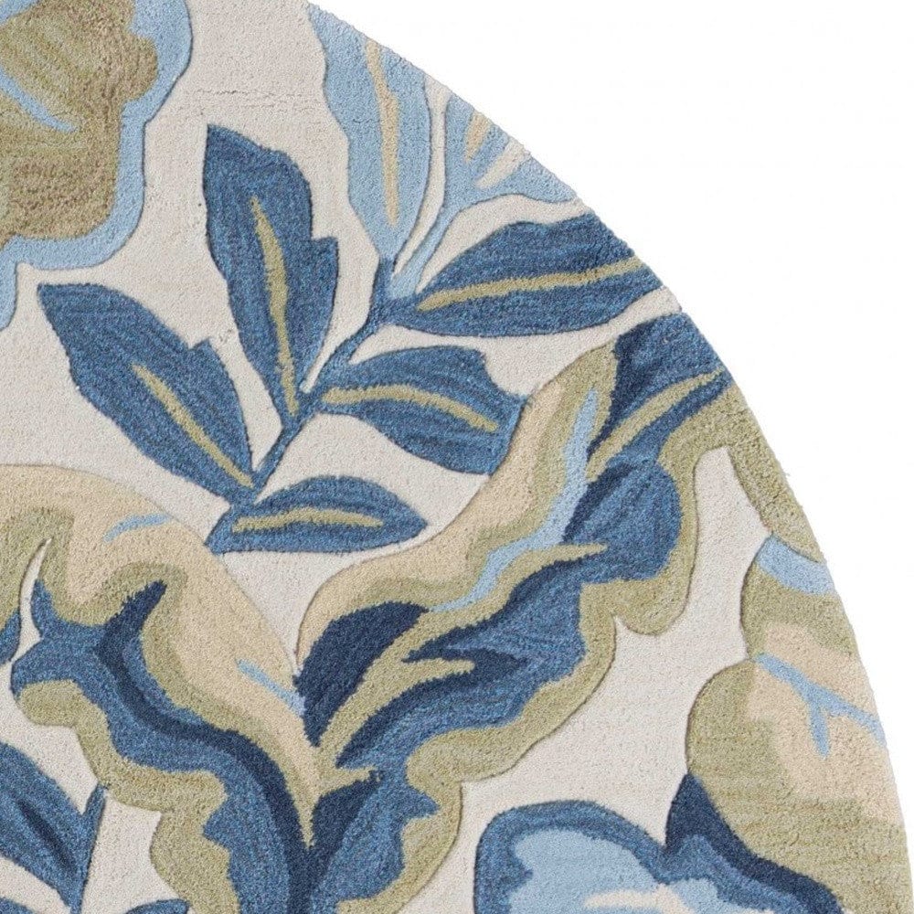 5'6 Round Polyester Ivory Area Rug