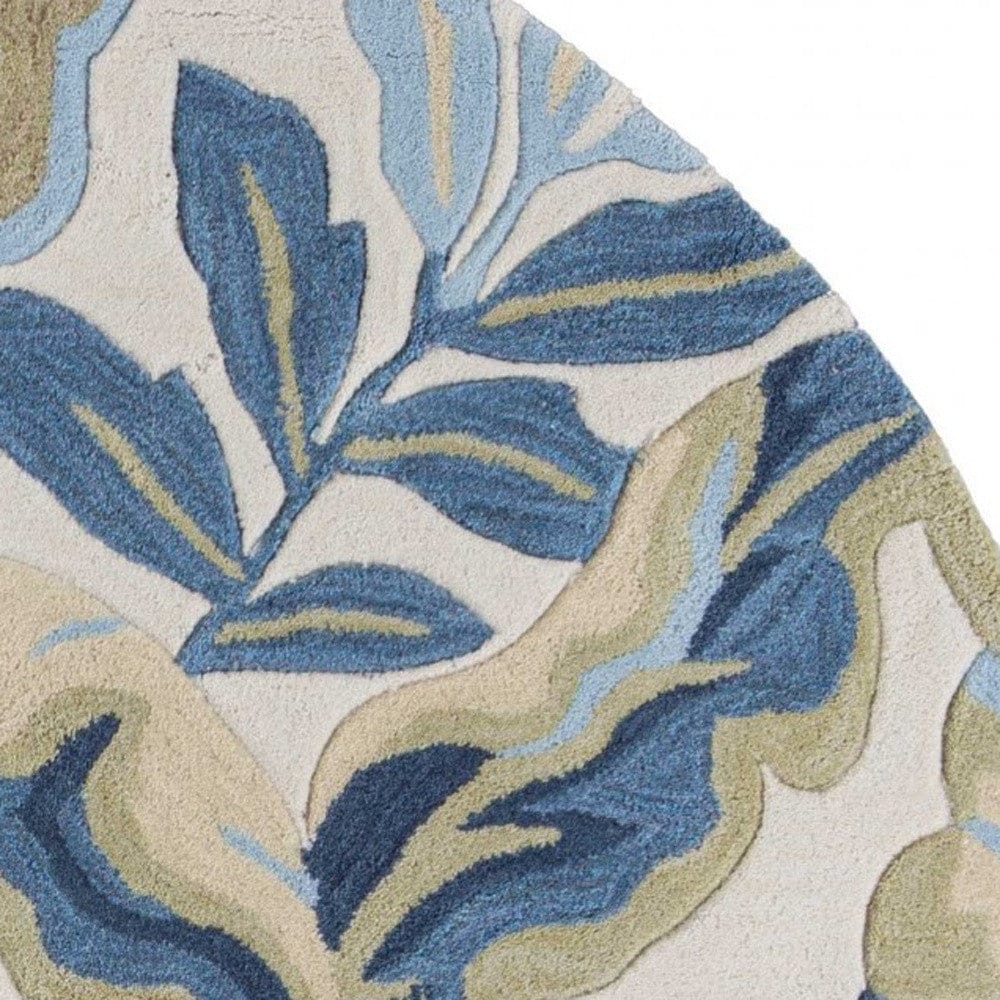 5'6 Round Polyester Ivory Area Rug