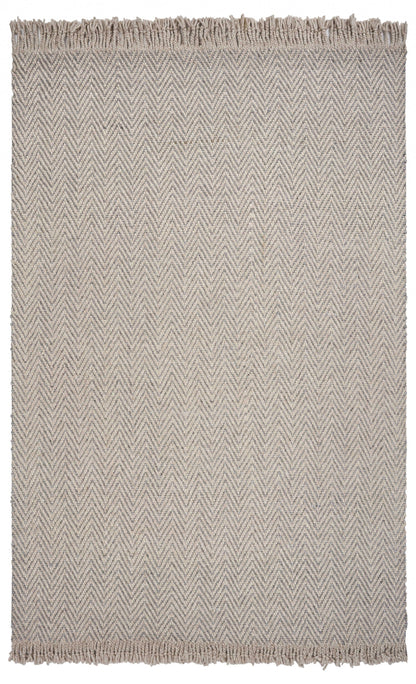 5'X8' Oatmeal Beige Hand Woven Houndstooth Indoor Area Rug