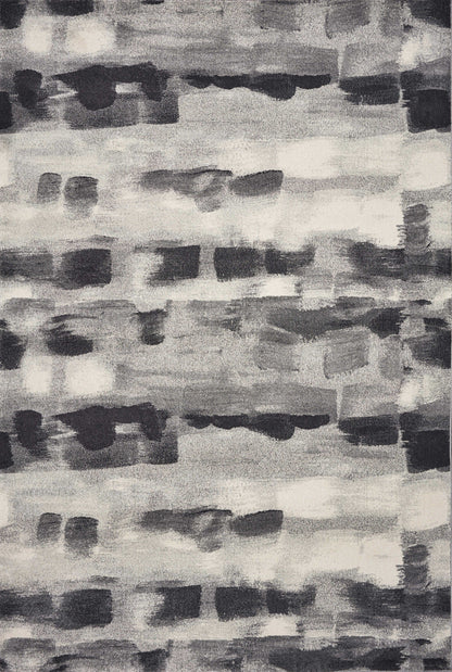 10'X13' Shades Of Grey Machine Woven Abstract Brushstroke Indoor Area Rug