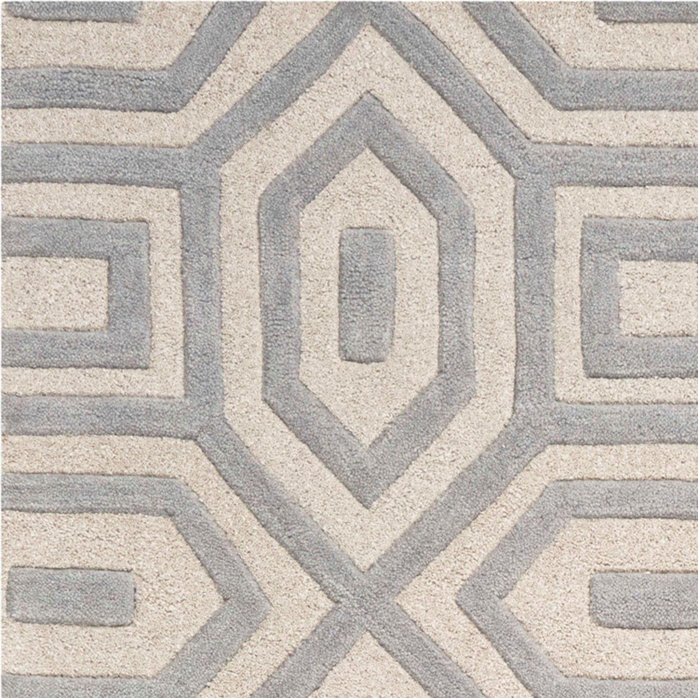 5'X8' Grey Hand Tufted Geometric Indoor Area Rug