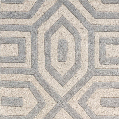 5'X8' Grey Hand Tufted Geometric Indoor Area Rug