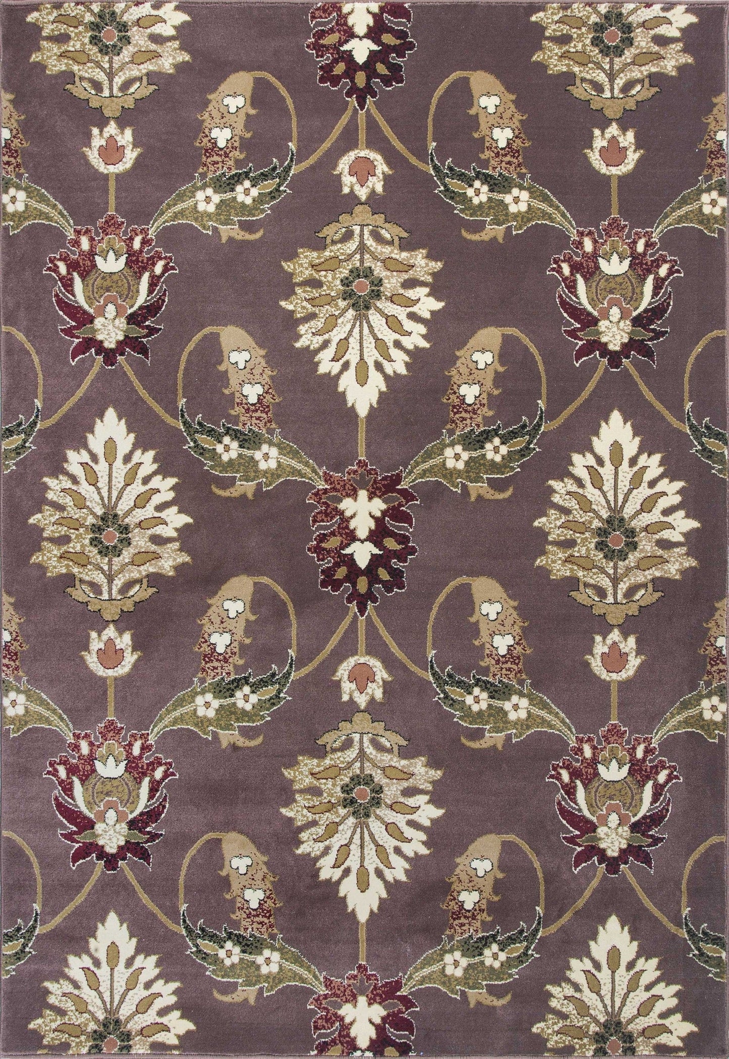 2'X3' Plum Machine Woven Floral Traditional Indoor Accent Rug
