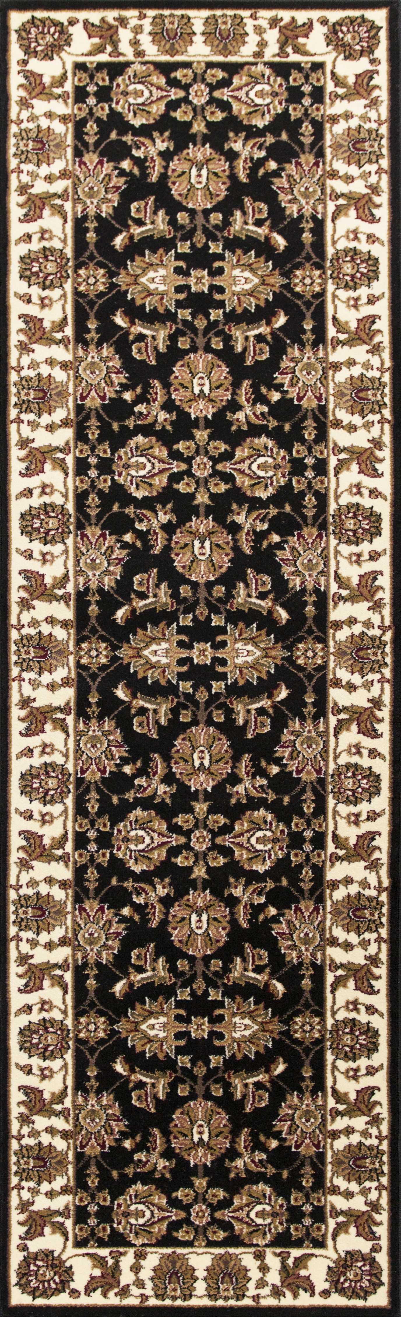 10'X13' Black Ivory Machine Woven Floral Traditional Indoor Area Rug