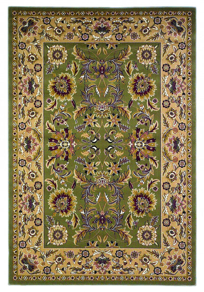 3'X5' Green Taupe Machine Woven Floral Traditional Indoor Area Rug