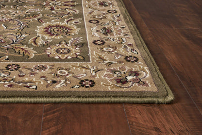 3'X5' Green Taupe Machine Woven Floral Traditional Indoor Area Rug