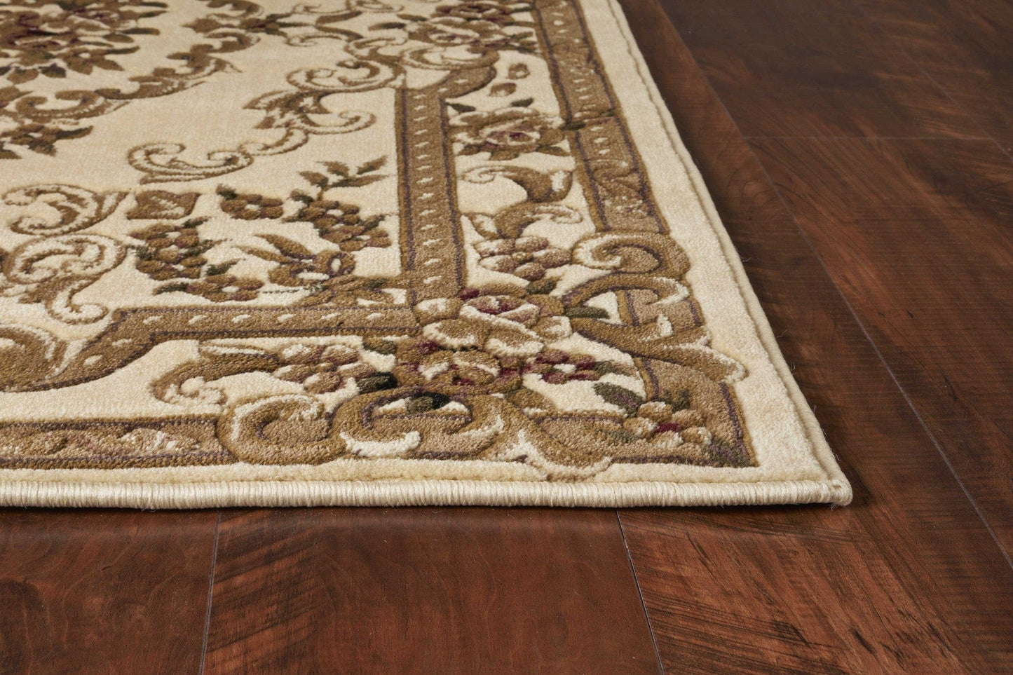 8'X11' Ivory Machine Woven Hand Carved Floral Medallion Indoor Area Rug