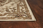 8'X11' Ivory Machine Woven Hand Carved Floral Medallion Indoor Area Rug
