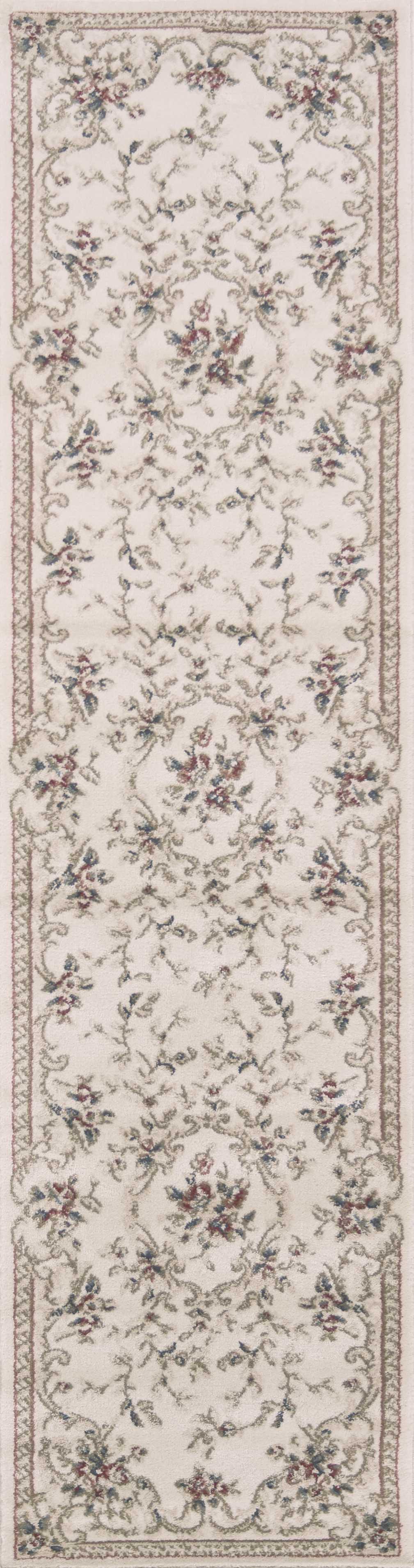 8' X 10' Ivory Floral Bordered Indoor Area Rug