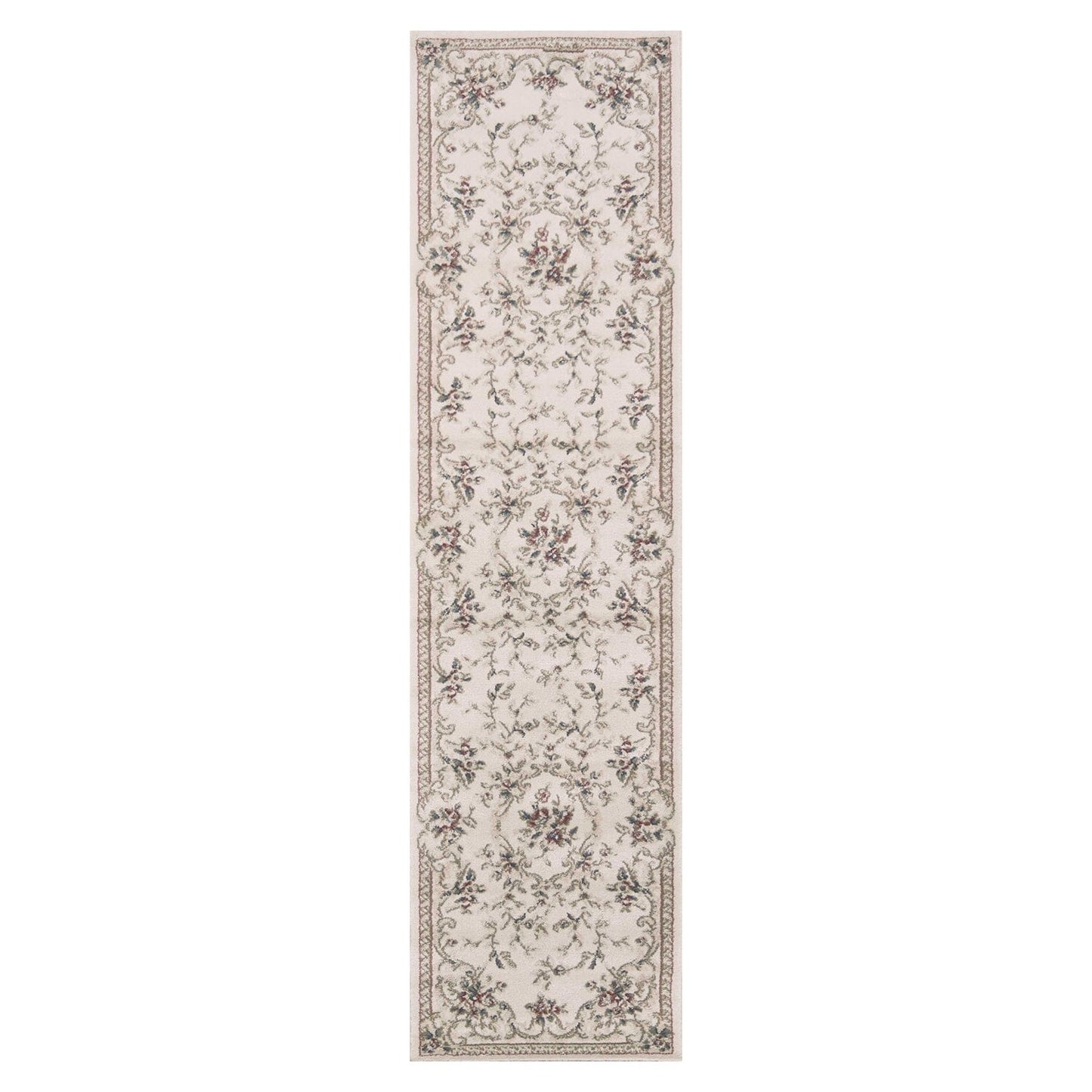 8' X 10' Ivory Floral Bordered Indoor Area Rug