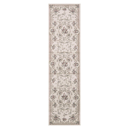 8' X 10' Ivory Floral Bordered Indoor Area Rug