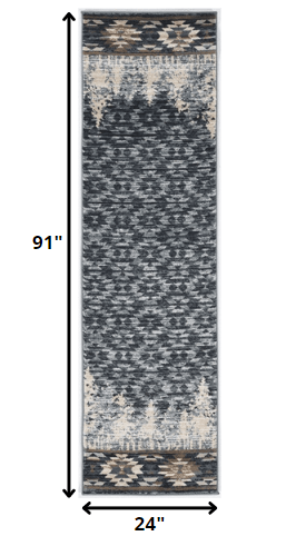 2' X 7' Slate Blue Polypropylene Runner Rug