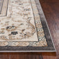 3'X5' Grey Ivory Bordered Floral Indoor Area Rug