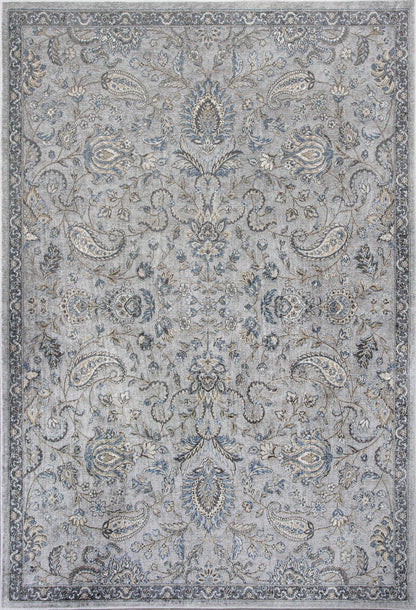 3'X5' Silver Blue Machine Woven Paisley Indoor Area Rug