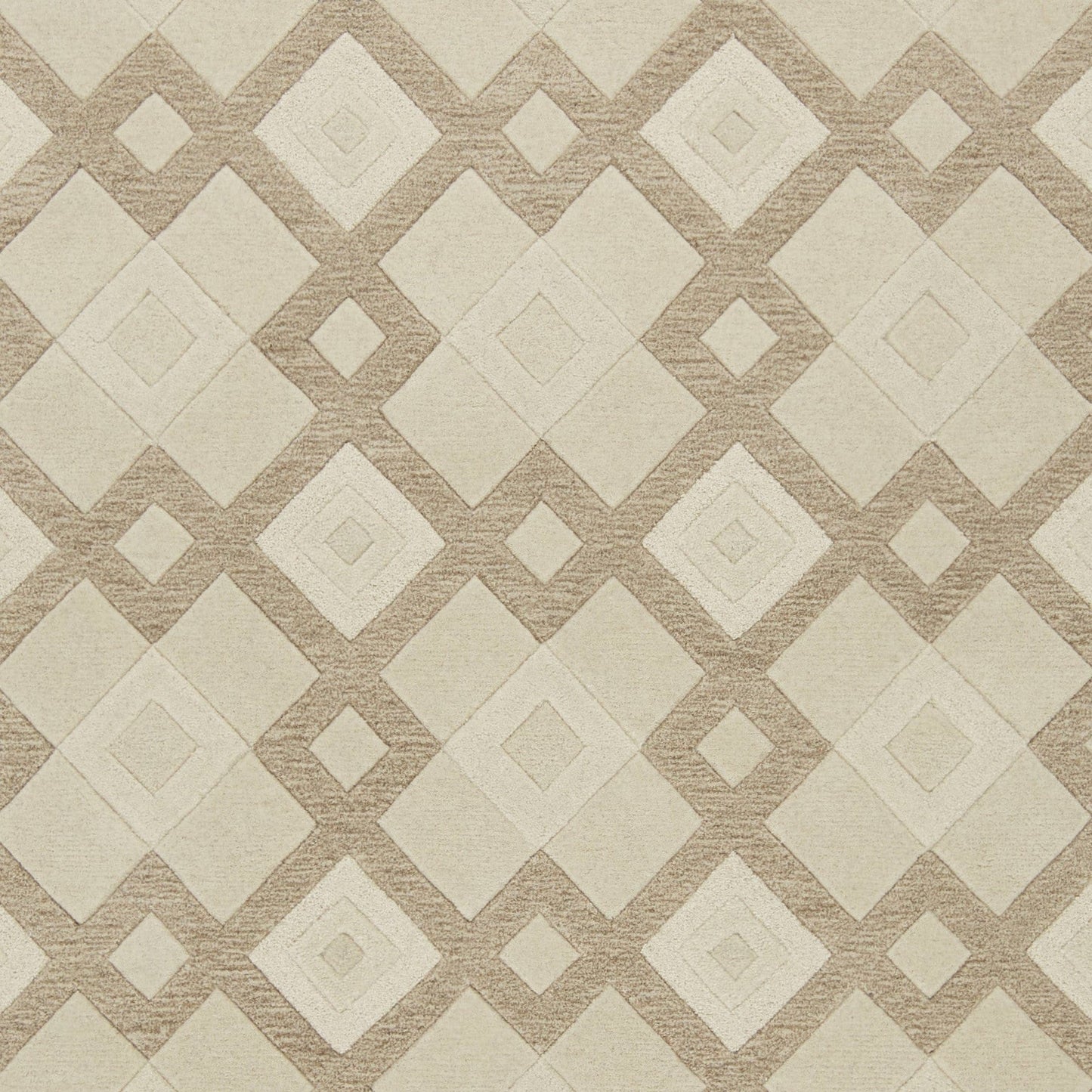 8'X11' Ivory Hand Tufted Geometric Diamond Pattern Indoor Area Rug