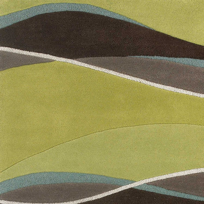 8'X11' Lime Mocha Hand Tufted Abstract Waves Indoor Area Rug