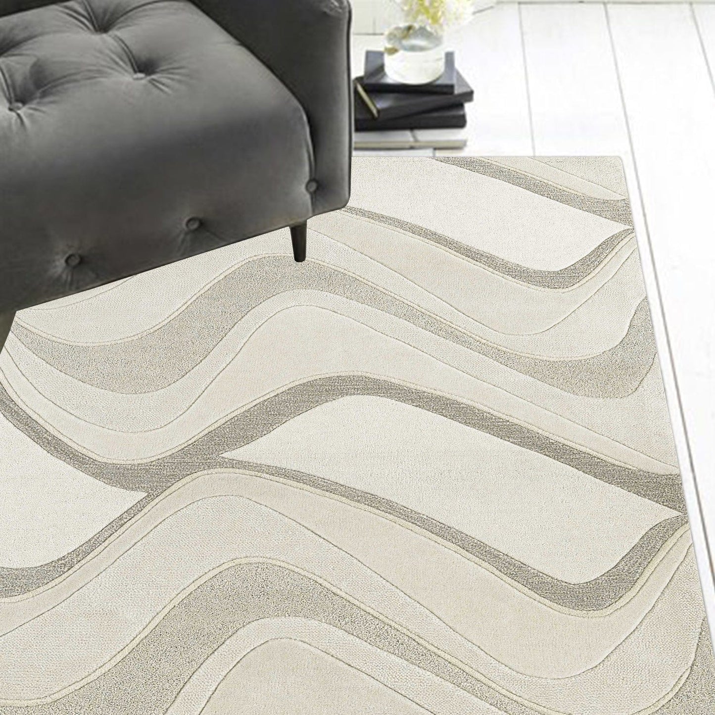 8' X 10' 6 Wool Ivory  Area Rug